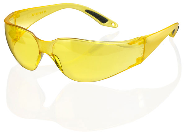 Beeswift Vegas safety glasses with yellow wraparound lens