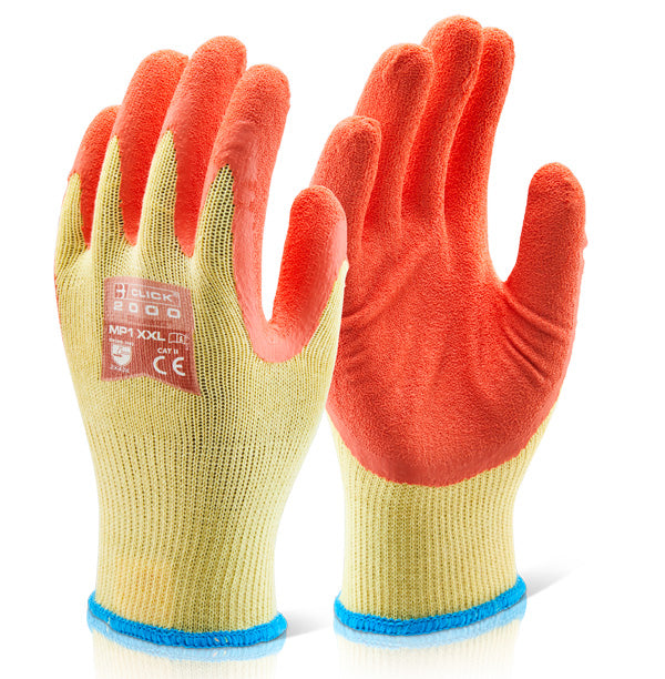 Beeswift Multi Purpose Gloves in orange, size large, with latex-coated palm