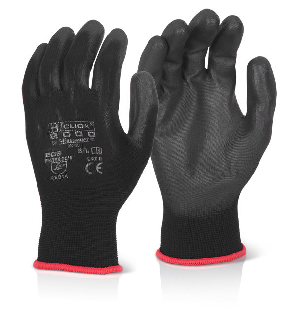Beeswift PU coated general handling glove in black, size XL