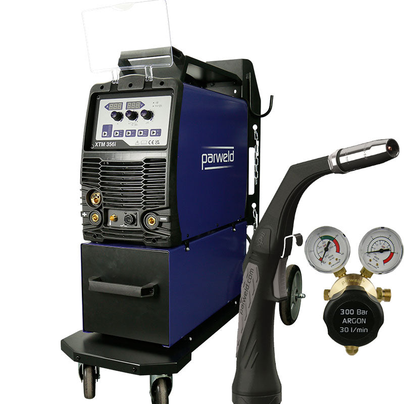 Parweld XTM 356i 350A multi-process MIG Lift TIG MMA inverter welder on trolley
