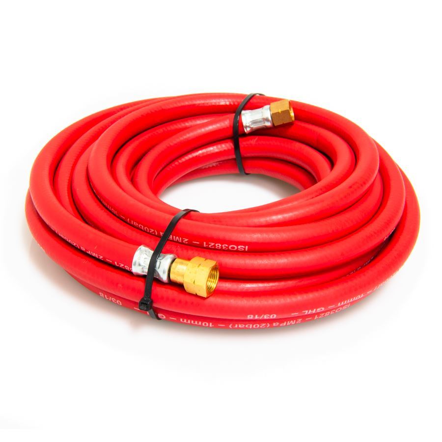 Acetylene Fitted Hose 10mm (3/8") x 10m c/w Check Valves