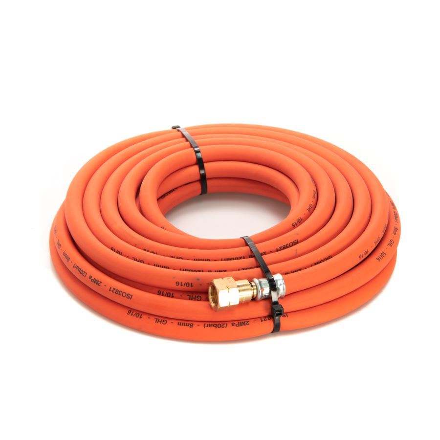 Propane Fitted Hose 10mm (3/8") x 10m c/w Hose Check Valves (3/8")