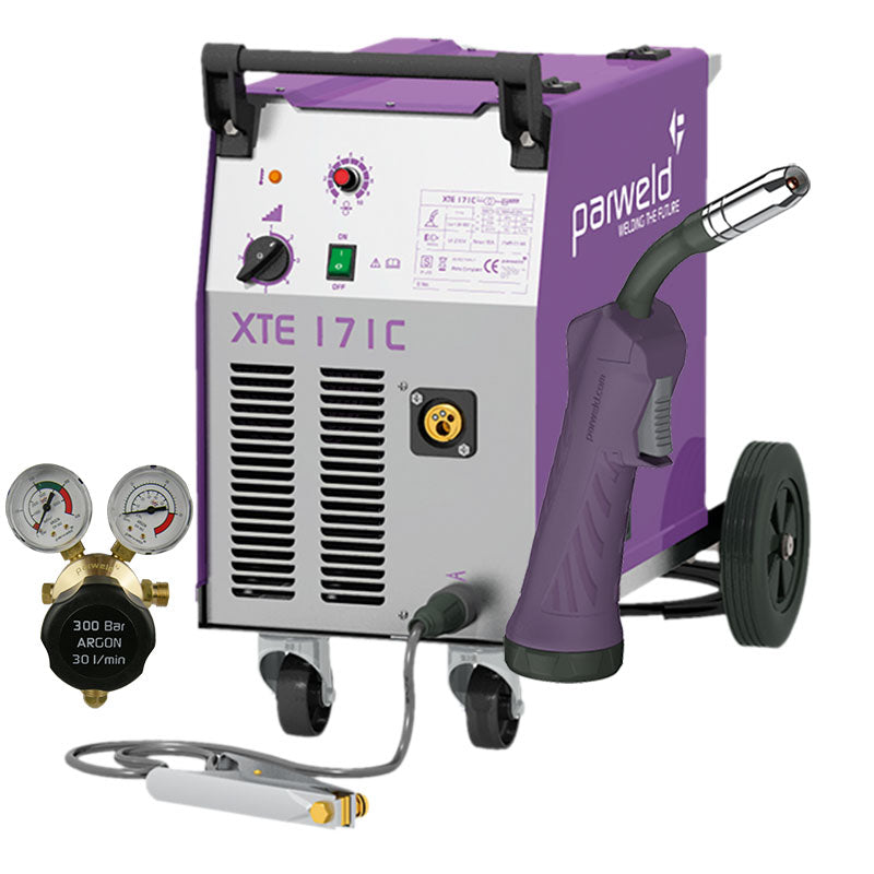 Parweld XTE 171C 230V compact MIG welder on trolley with wheels