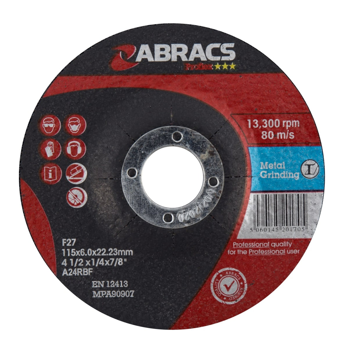 Abracs Proflex 115mm x 6.0mm x 22mm DPC metal grinding disc