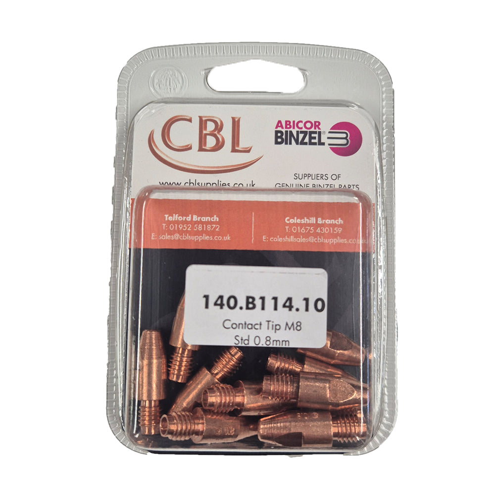 CBL BINZEL 0.8MM M8 MB36 CONTACT TIP PK10